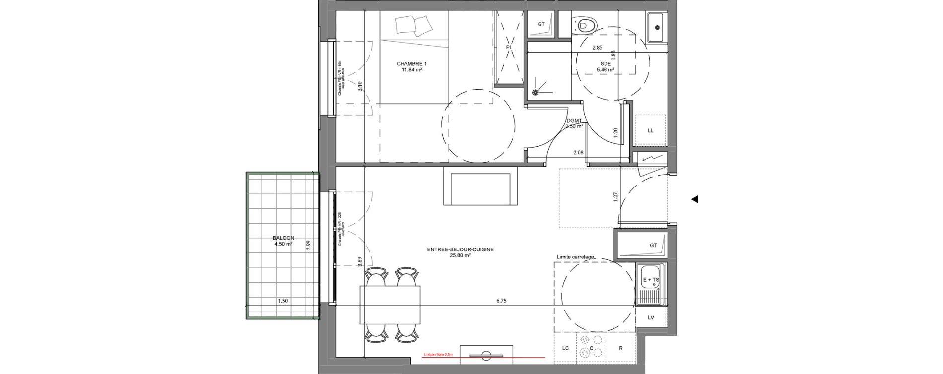 Appartement T2 de 45,60 m2 &agrave; Ch&acirc;tenay-Malabry Lavall&eacute;e