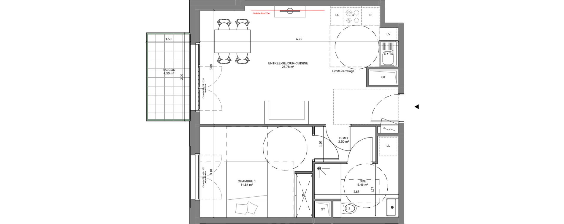 Appartement T2 de 45,58 m2 &agrave; Ch&acirc;tenay-Malabry Lavall&eacute;e