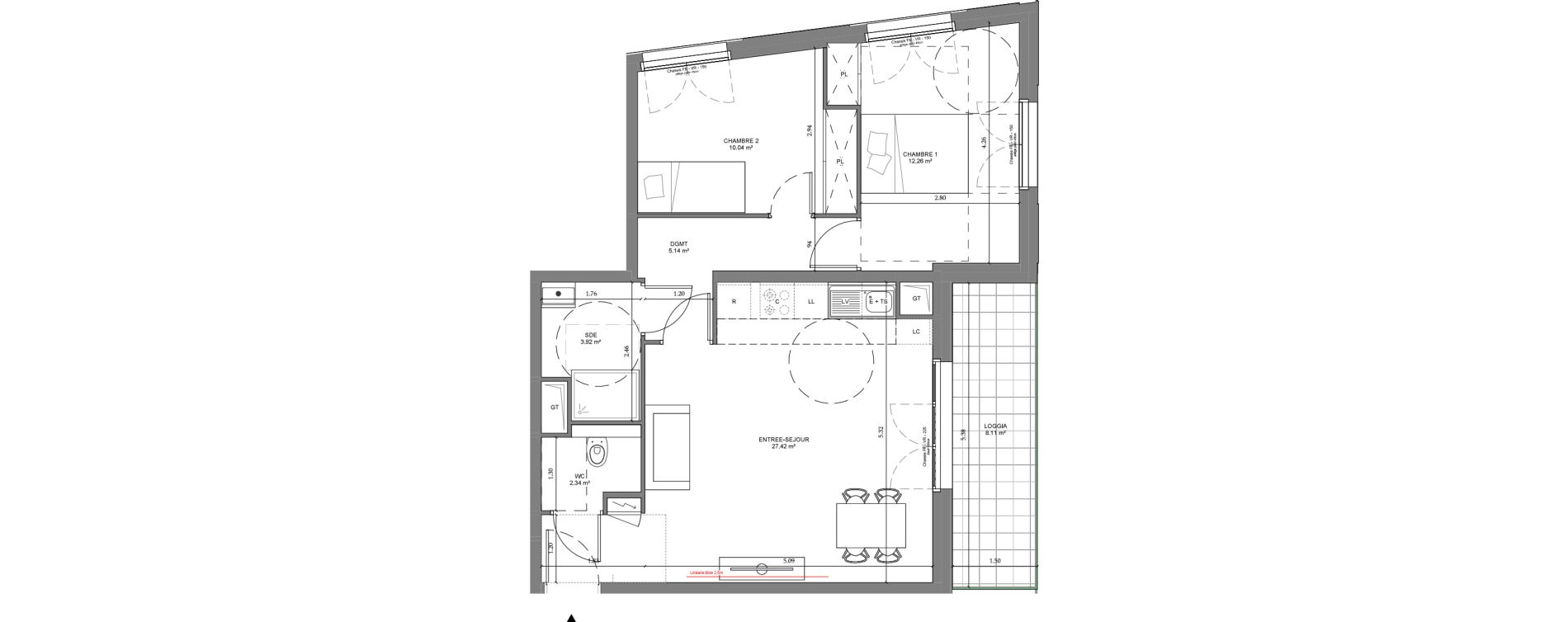 Appartement T3 de 61,12 m2 &agrave; Ch&acirc;tenay-Malabry Lavall&eacute;e