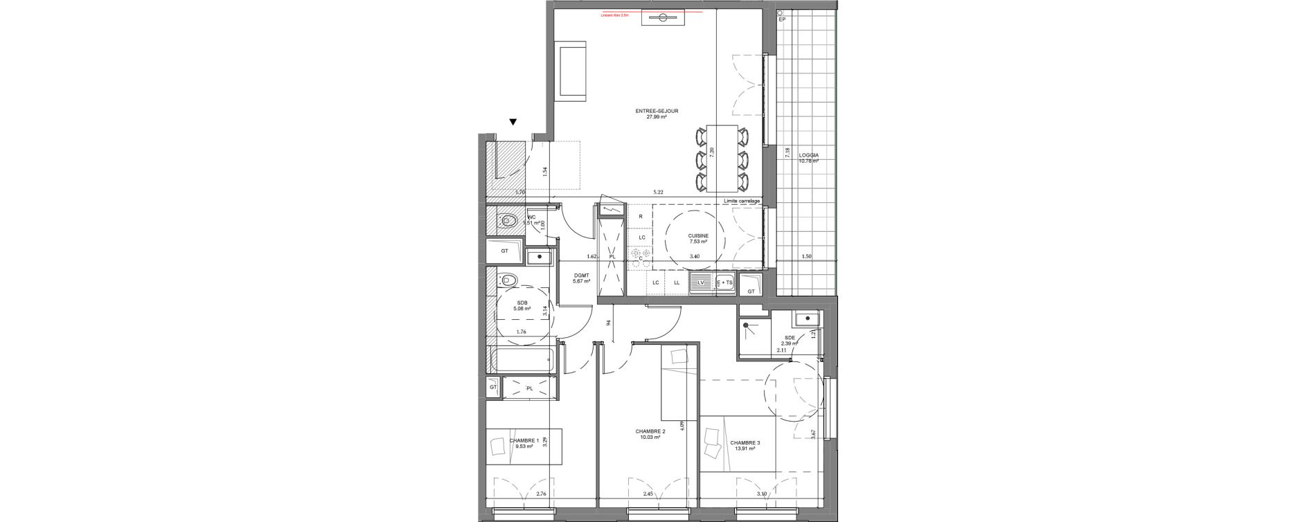 Appartement T4 de 83,64 m2 &agrave; Ch&acirc;tenay-Malabry Lavall&eacute;e