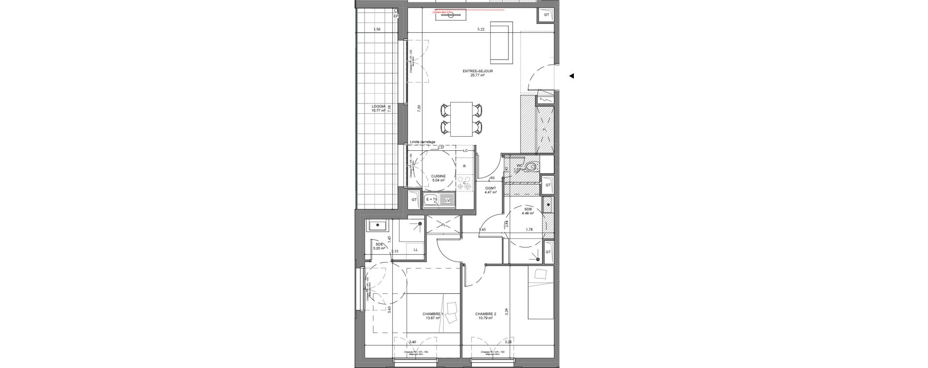 Appartement T3 de 68,99 m2 &agrave; Ch&acirc;tenay-Malabry Lavall&eacute;e