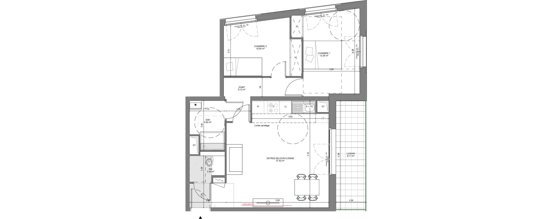 Appartement T3 de 61,10 m2 &agrave; Ch&acirc;tenay-Malabry Lavall&eacute;e