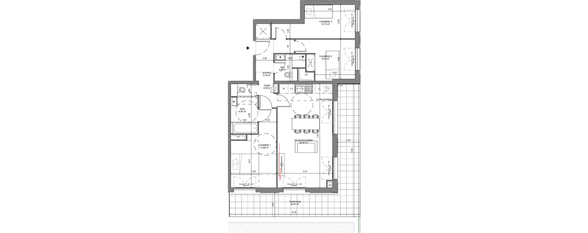 Appartement T4 de 75,77 m2 &agrave; Ch&acirc;tenay-Malabry Lavall&eacute;e