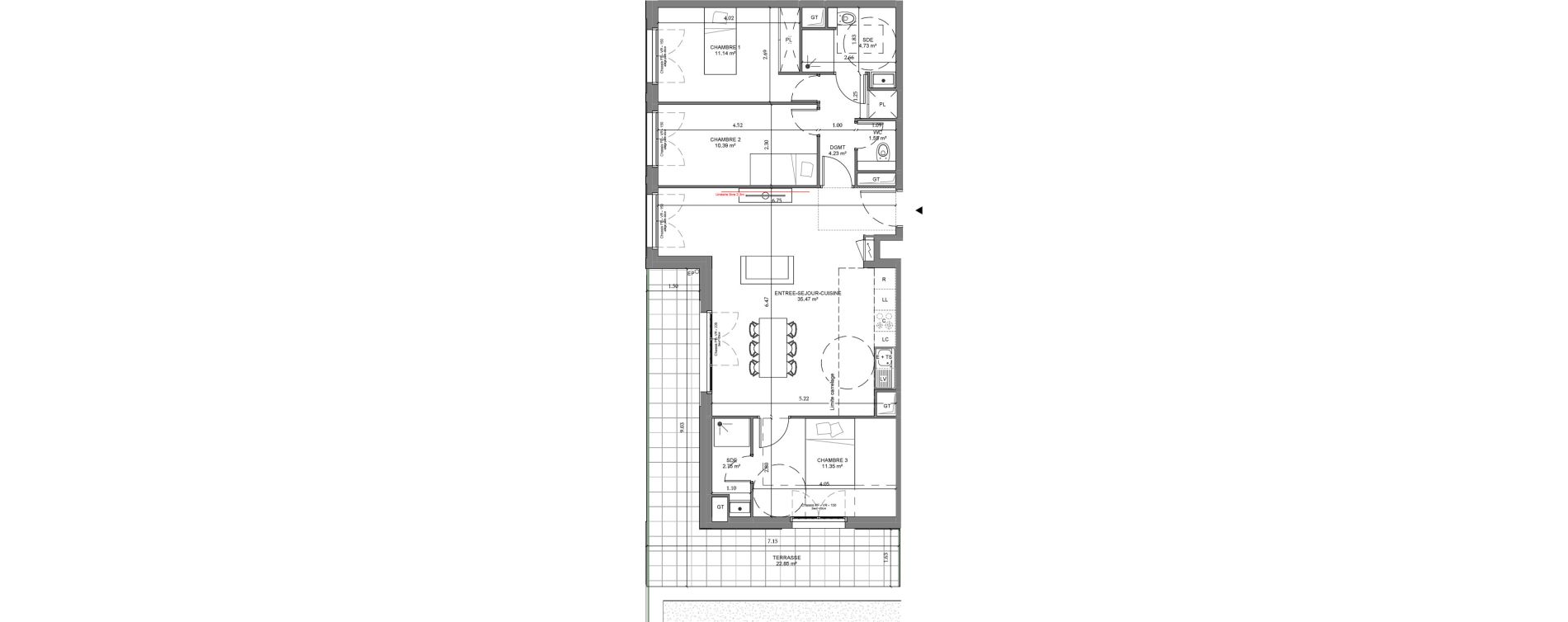 Appartement T4 de 81,61 m2 &agrave; Ch&acirc;tenay-Malabry Lavall&eacute;e