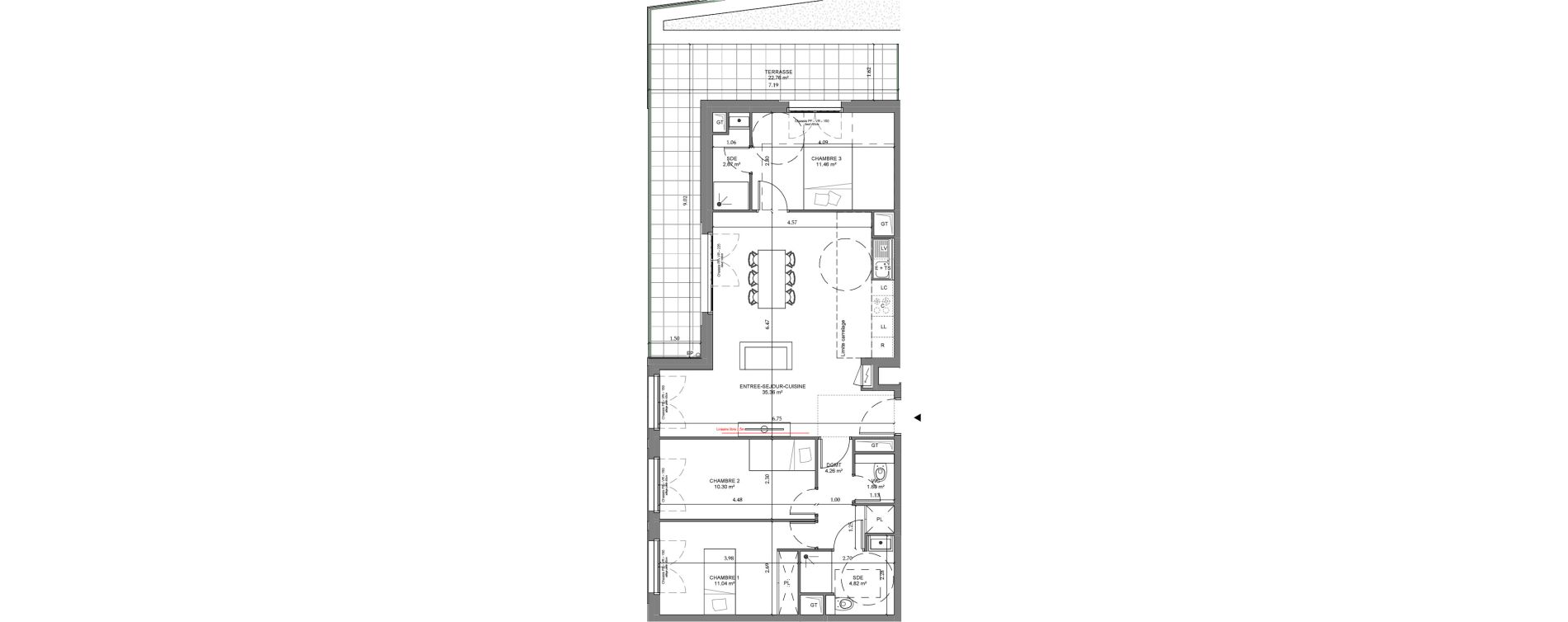 Appartement T4 de 81,52 m2 &agrave; Ch&acirc;tenay-Malabry Lavall&eacute;e