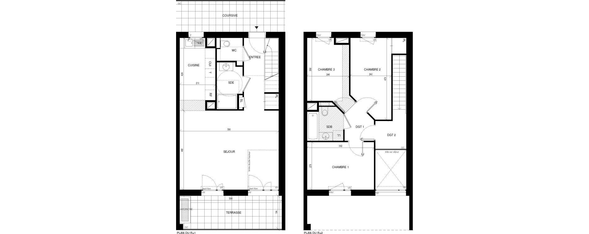 Duplex T4 de 88,82 m2 &agrave; Ch&acirc;tenay-Malabry Lavall&eacute;e