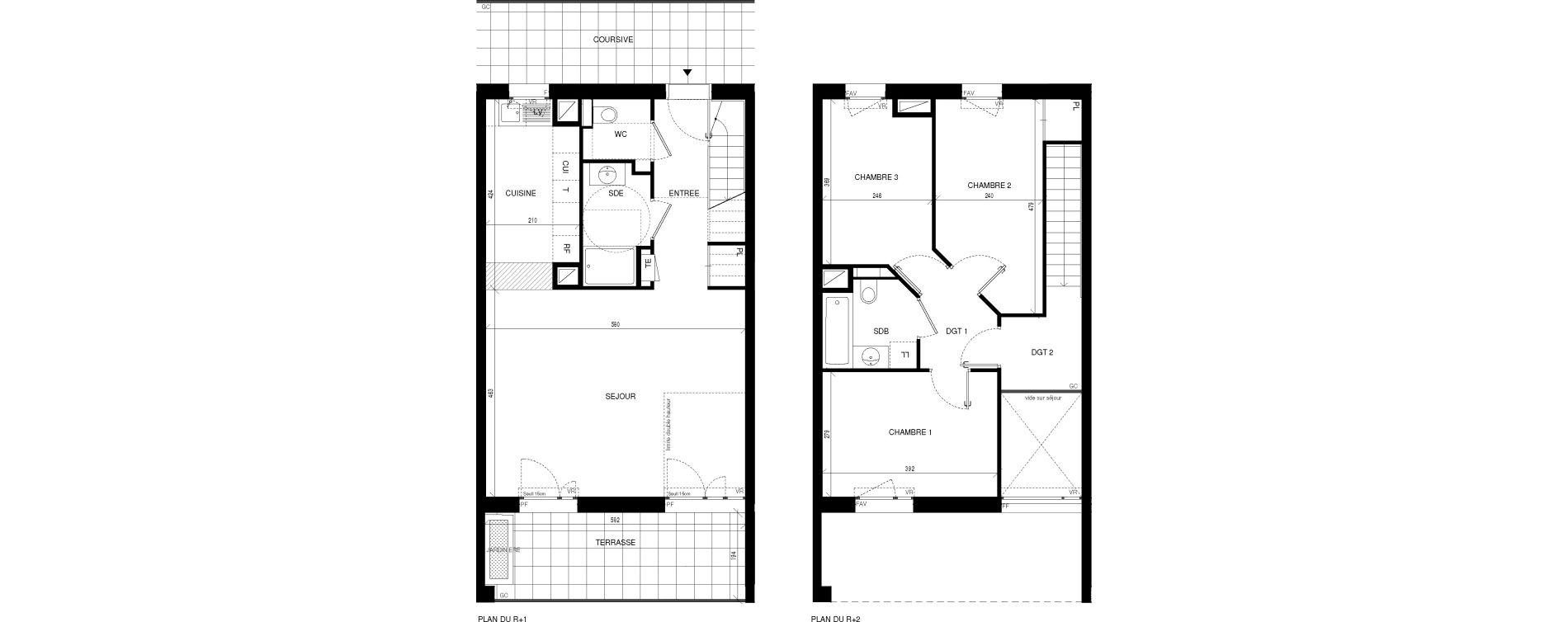 Duplex T4 de 88,82 m2 &agrave; Ch&acirc;tenay-Malabry Lavall&eacute;e