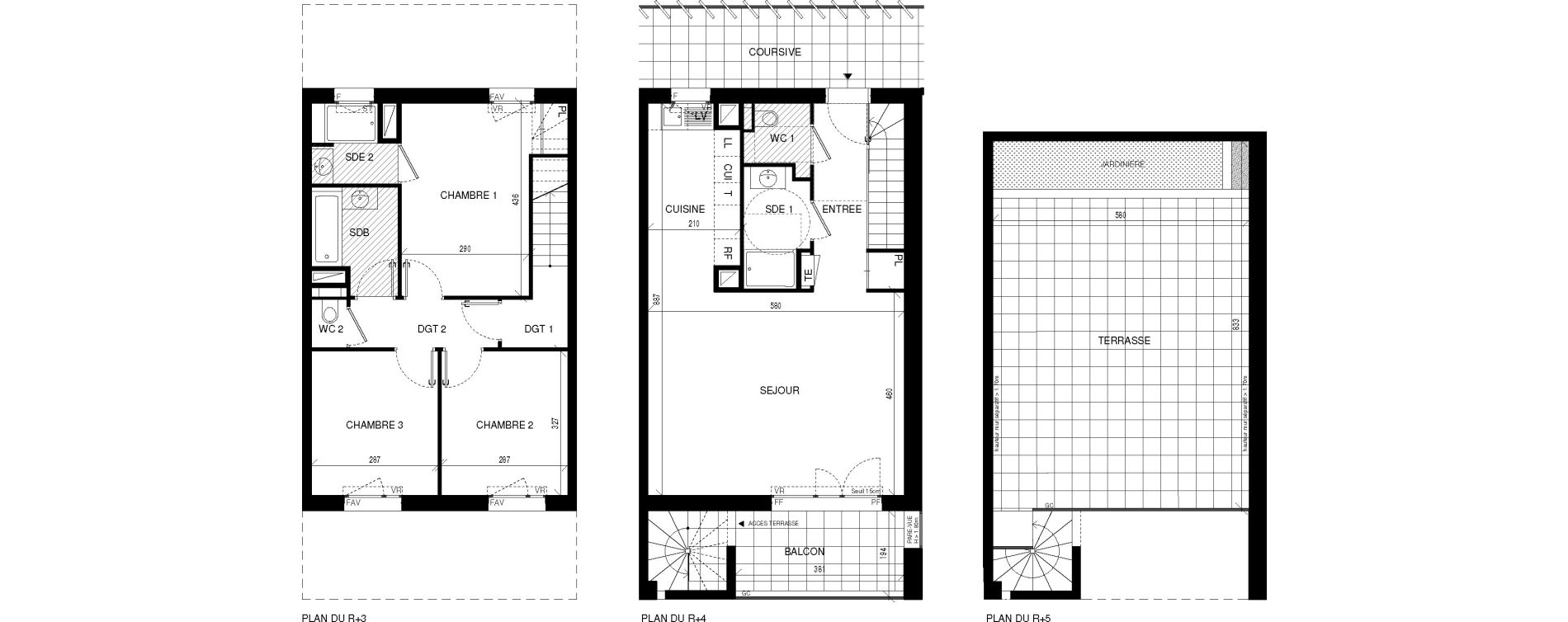 Duplex T4 de 93,22 m2 &agrave; Ch&acirc;tenay-Malabry Lavall&eacute;e