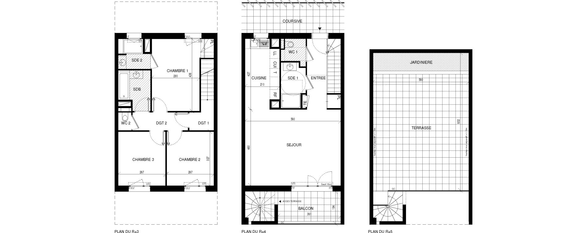 Duplex T4 de 93,22 m2 &agrave; Ch&acirc;tenay-Malabry Lavall&eacute;e