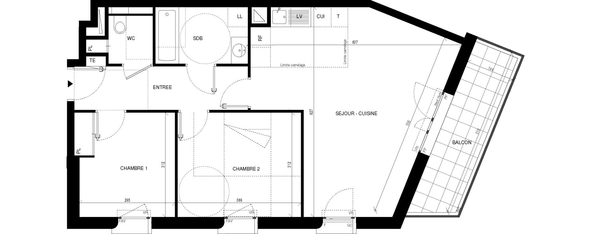 Appartement T3 de 61,60 m2 &agrave; Ch&acirc;tenay-Malabry Lavall&eacute;e