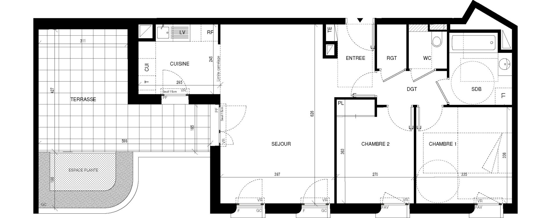 Appartement T3 de 66,77 m2 &agrave; Ch&acirc;tenay-Malabry Lavall&eacute;e