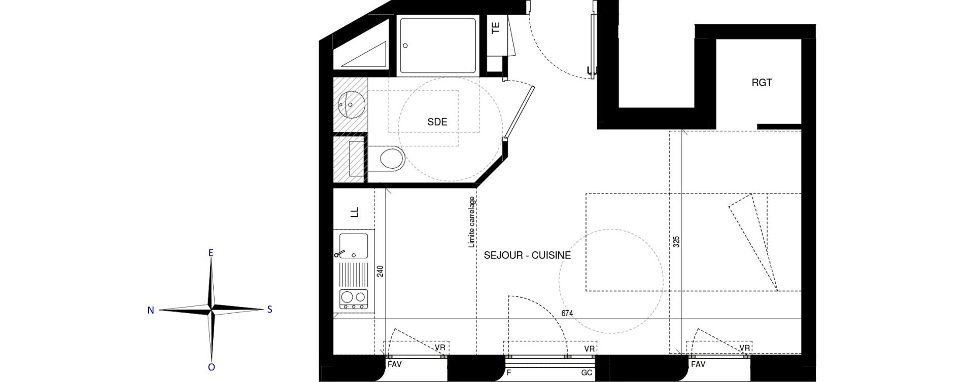 Appartement T1 de 27,91 m2 &agrave; Ch&acirc;tenay-Malabry Lavall&eacute;e