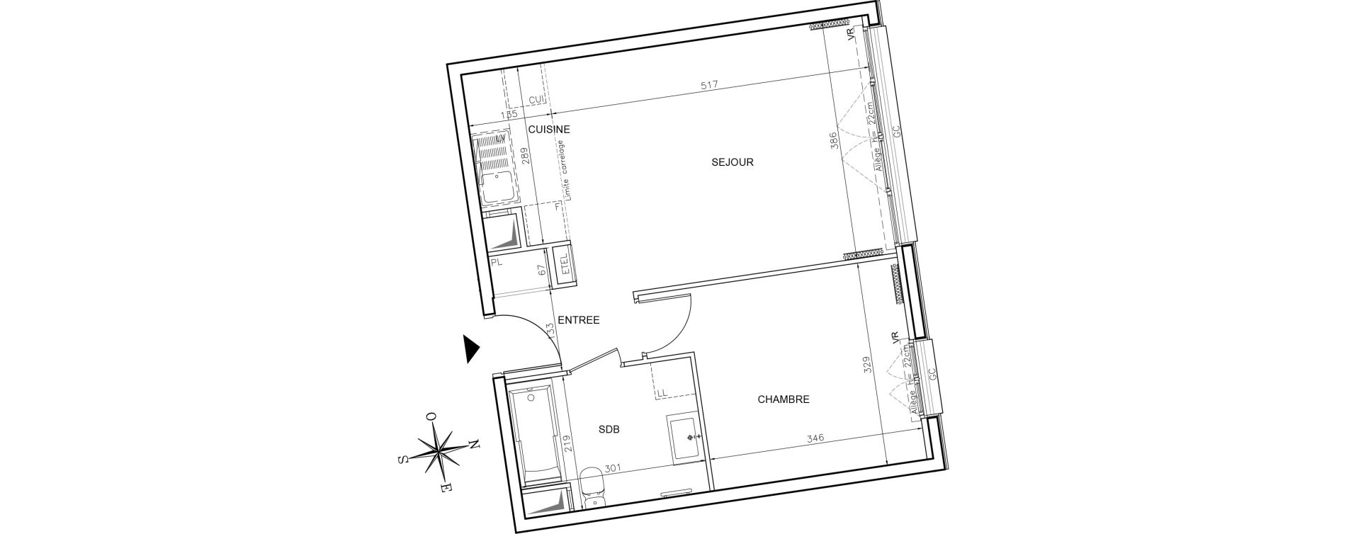 Appartement T2 de 45,25 m2 &agrave; Ch&acirc;tenay-Malabry Robinson