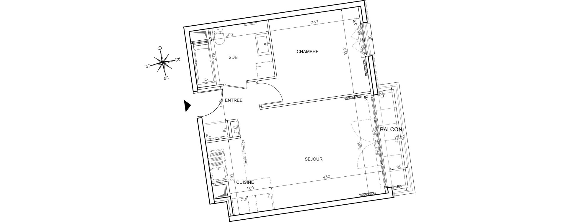 Appartement T2 de 45,05 m2 &agrave; Ch&acirc;tenay-Malabry Robinson
