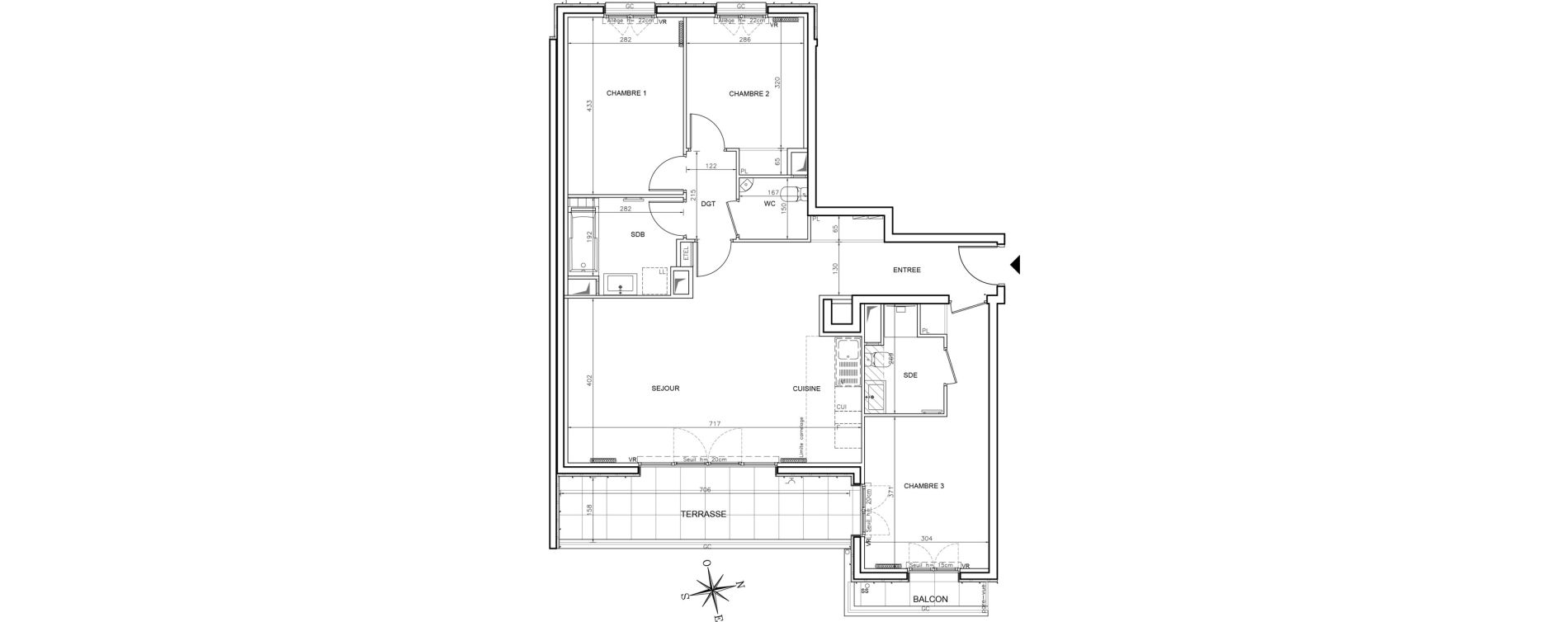 Appartement T4 de 91,00 m2 &agrave; Ch&acirc;tenay-Malabry Robinson