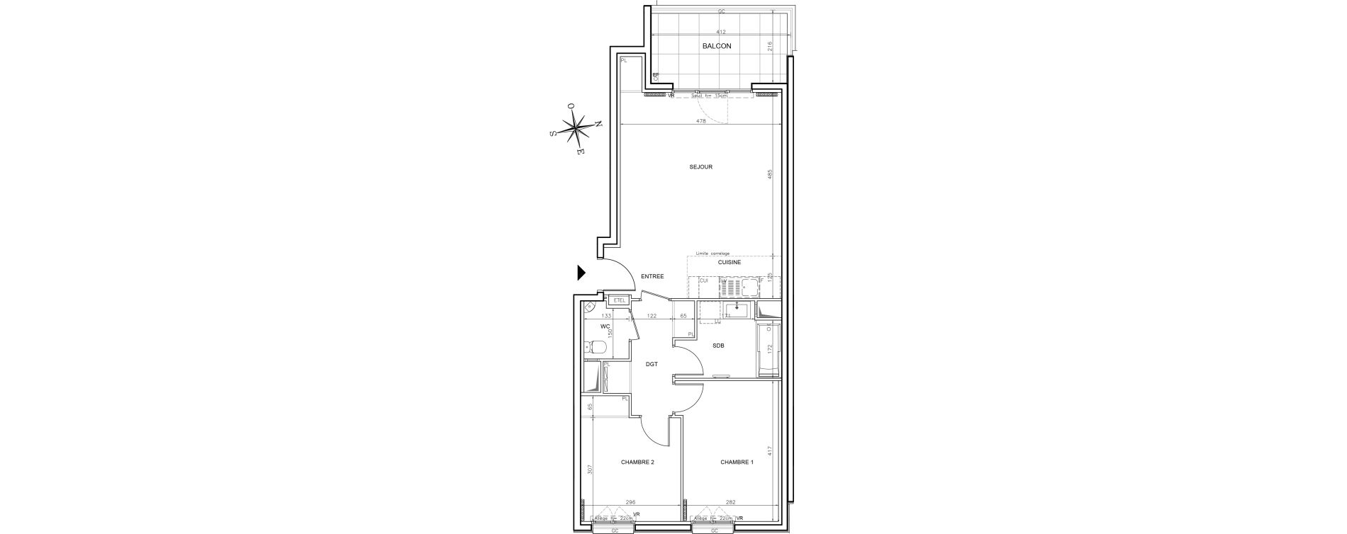 Appartement T3 de 66,30 m2 &agrave; Ch&acirc;tenay-Malabry Robinson