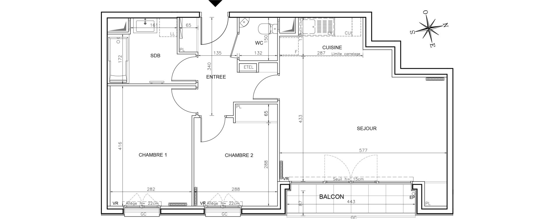 Appartement T3 de 64,00 m2 &agrave; Ch&acirc;tenay-Malabry Robinson