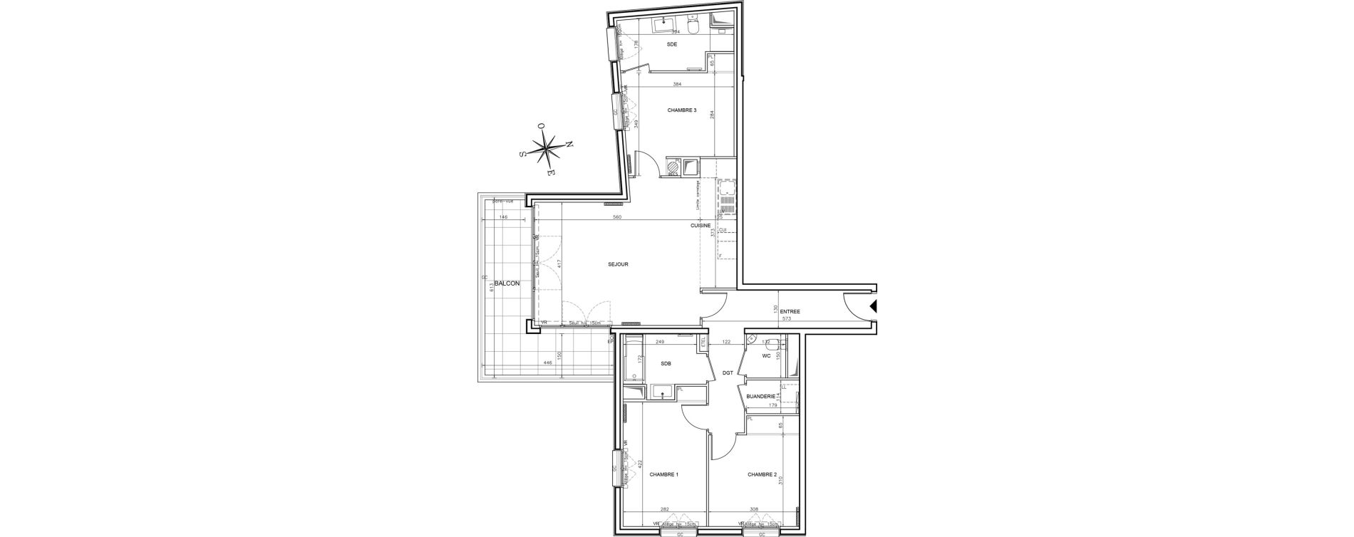 Appartement T4 de 93,45 m2 &agrave; Ch&acirc;tenay-Malabry Robinson