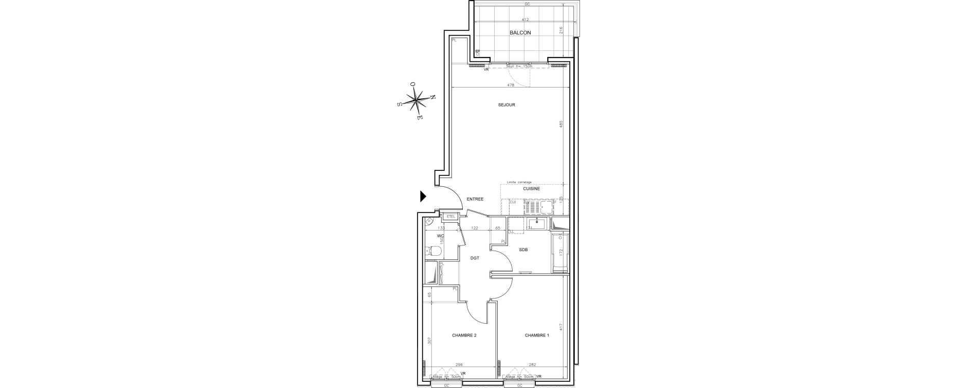 Appartement T3 de 66,30 m2 &agrave; Ch&acirc;tenay-Malabry Robinson