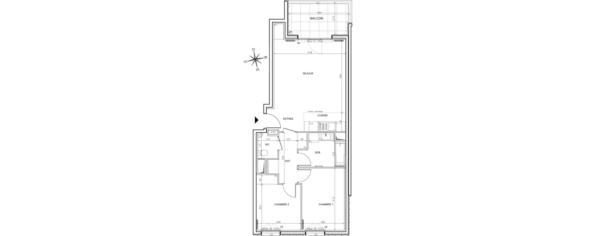 Appartement T3 de 66,10 m2 &agrave; Ch&acirc;tenay-Malabry Robinson