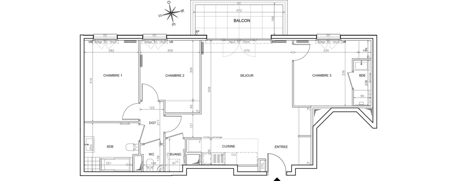 Appartement T4 de 84,80 m2 &agrave; Ch&acirc;tenay-Malabry Robinson