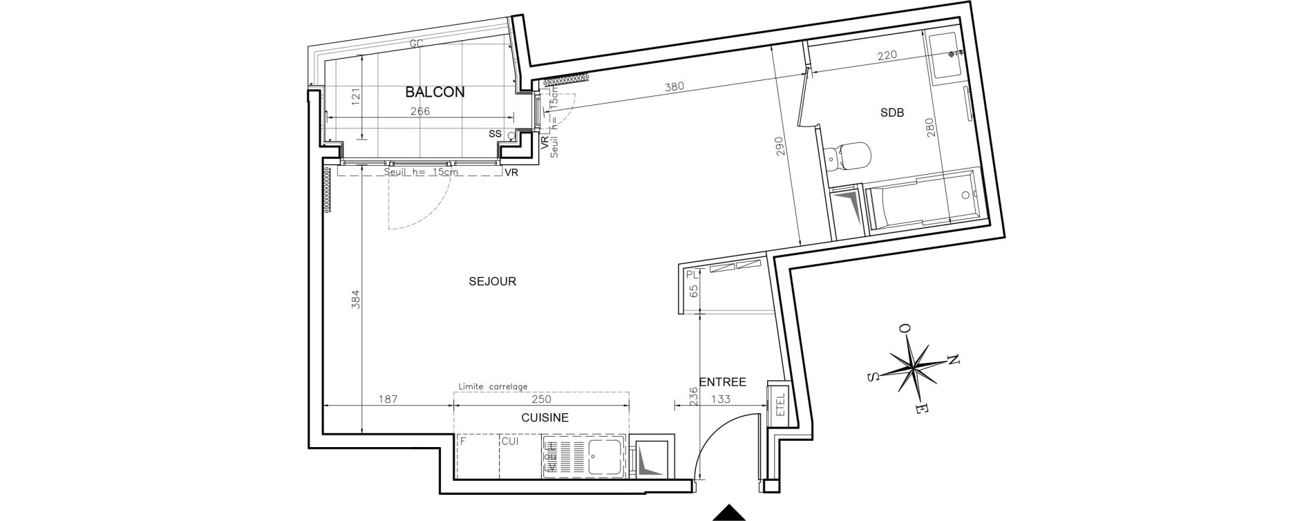 Appartement T1 de 39,55 m2 &agrave; Ch&acirc;tenay-Malabry Robinson