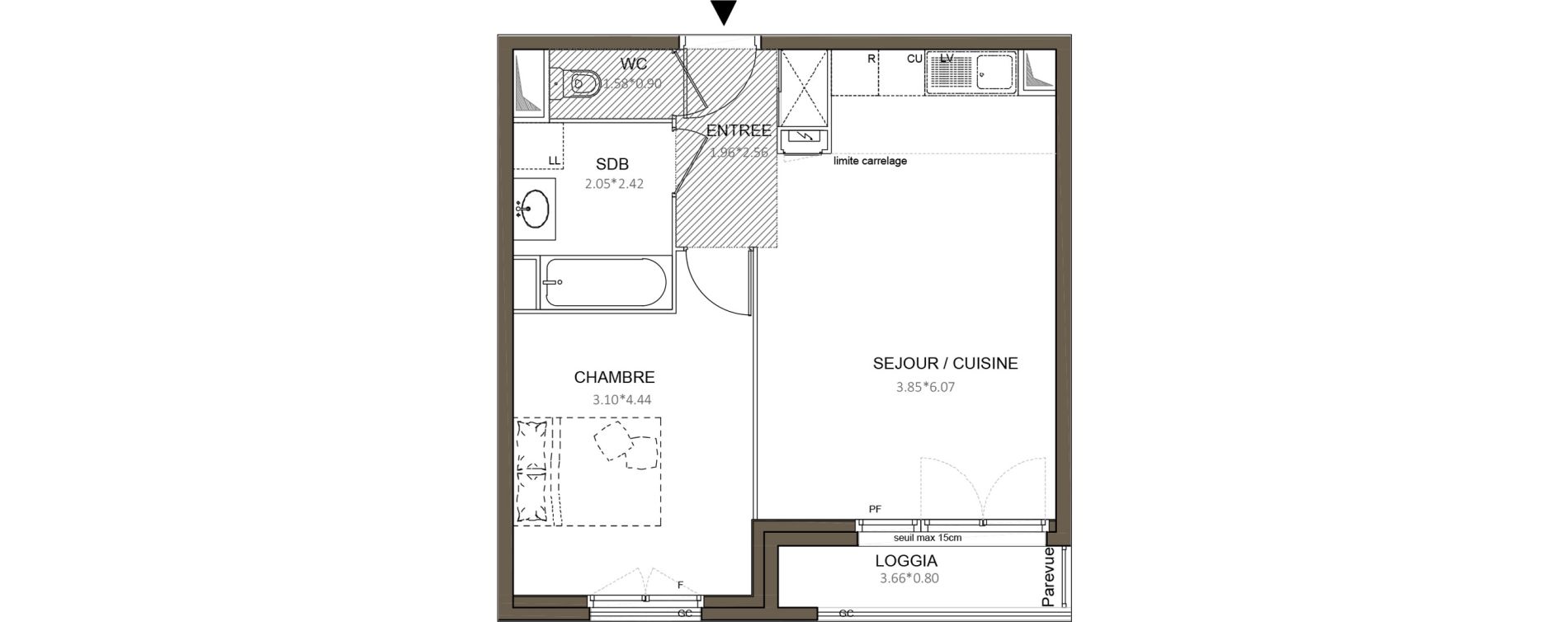 Appartement T2 de 43,67 m2 &agrave; Ch&acirc;tenay-Malabry Centre