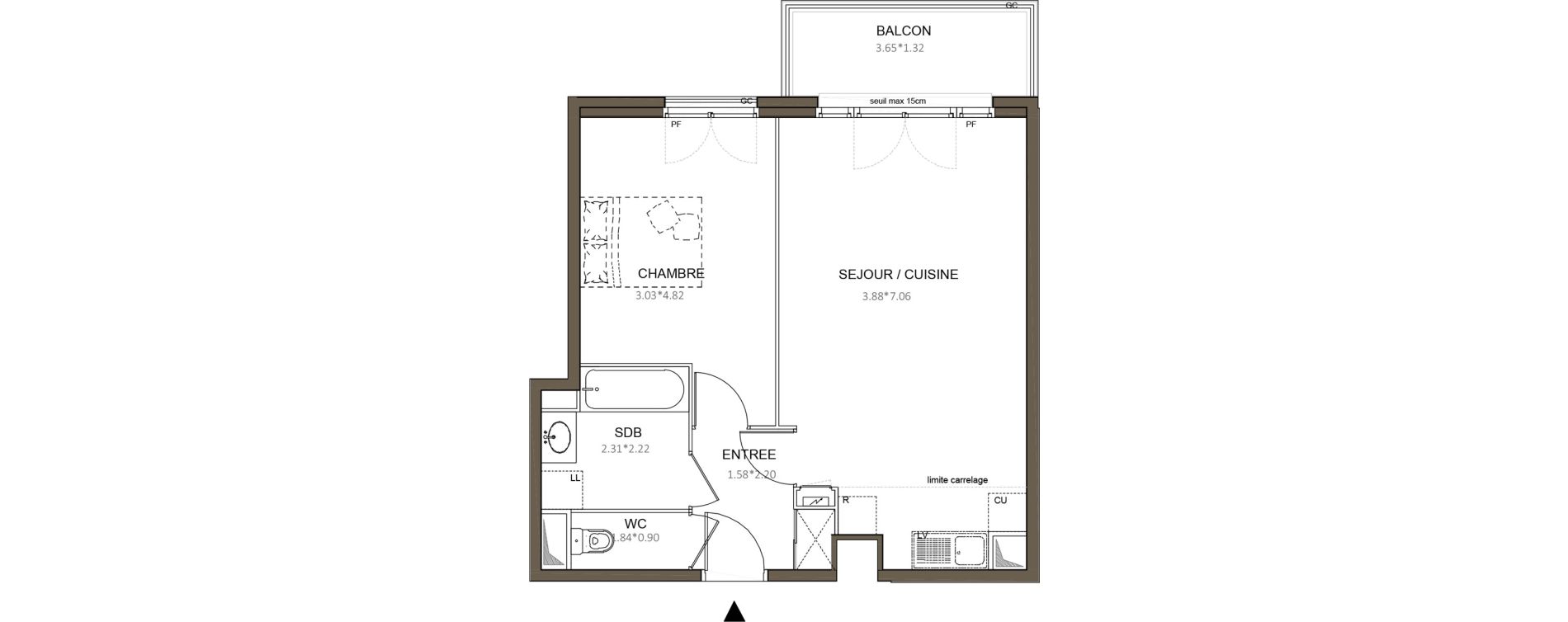 Appartement T2 de 48,62 m2 &agrave; Ch&acirc;tenay-Malabry Centre