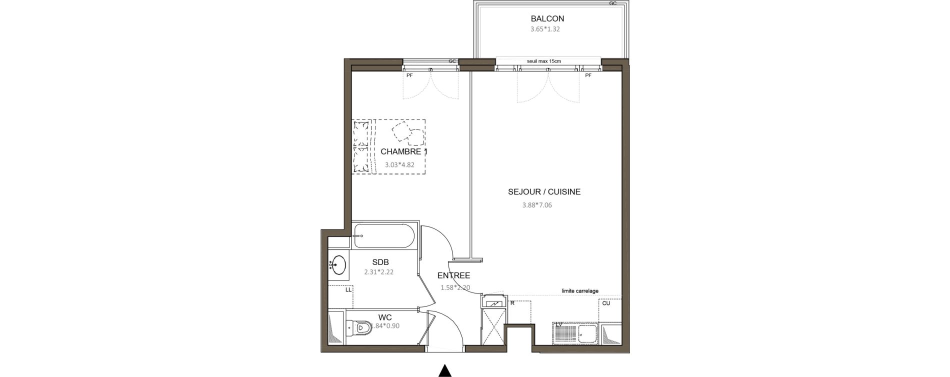 Appartement T2 de 48,62 m2 &agrave; Ch&acirc;tenay-Malabry Centre