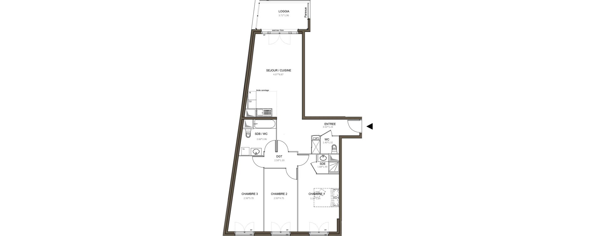 Appartement T4 de 89,40 m2 &agrave; Ch&acirc;tenay-Malabry Centre