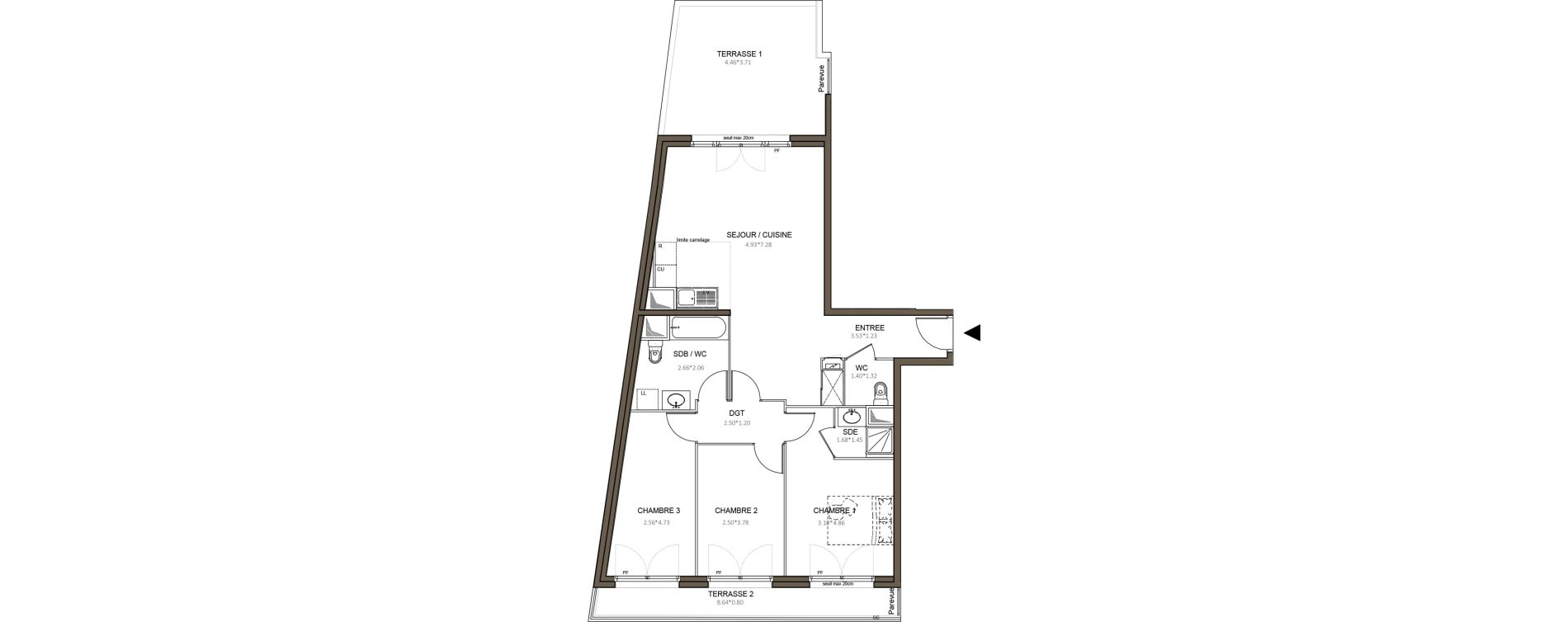 Appartement T4 de 79,63 m2 &agrave; Ch&acirc;tenay-Malabry Centre