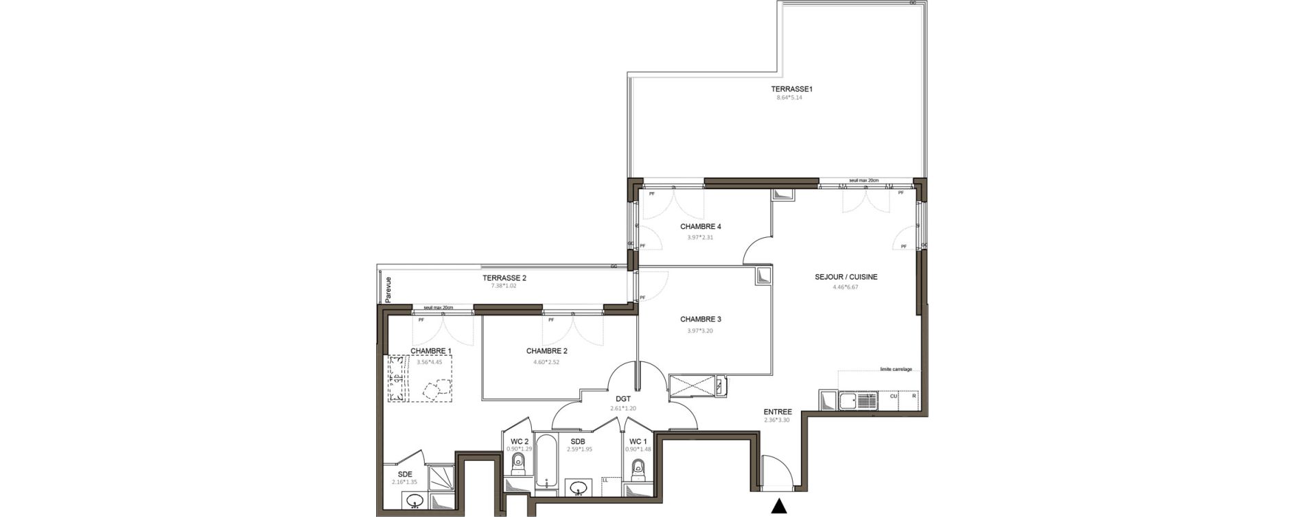 Appartement T5 de 97,58 m2 &agrave; Ch&acirc;tenay-Malabry Centre