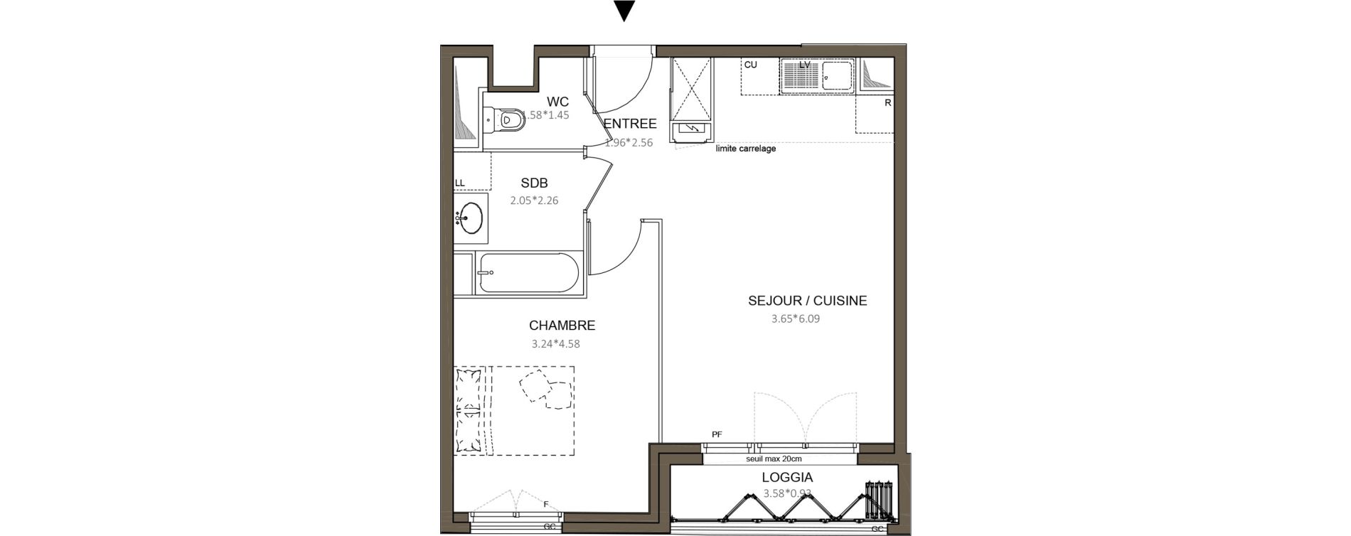 Appartement T2 de 42,90 m2 &agrave; Ch&acirc;tenay-Malabry Centre