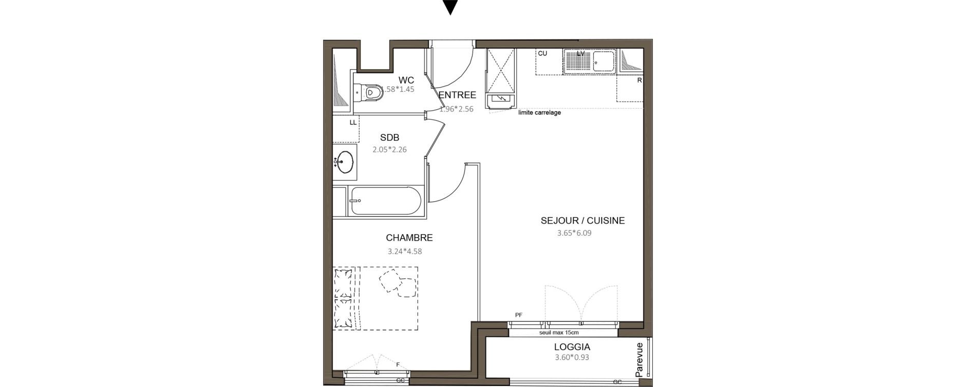 Appartement T2 de 42,90 m2 &agrave; Ch&acirc;tenay-Malabry Centre