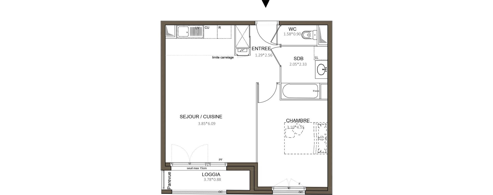 Appartement T2 de 44,96 m2 &agrave; Ch&acirc;tenay-Malabry Centre