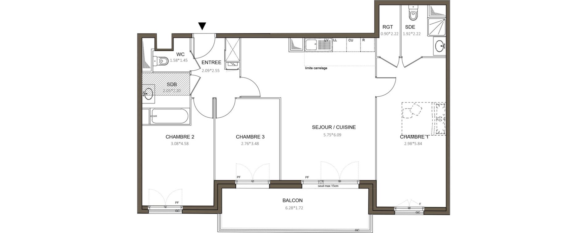 Appartement T4 de 86,02 m2 &agrave; Ch&acirc;tenay-Malabry Centre