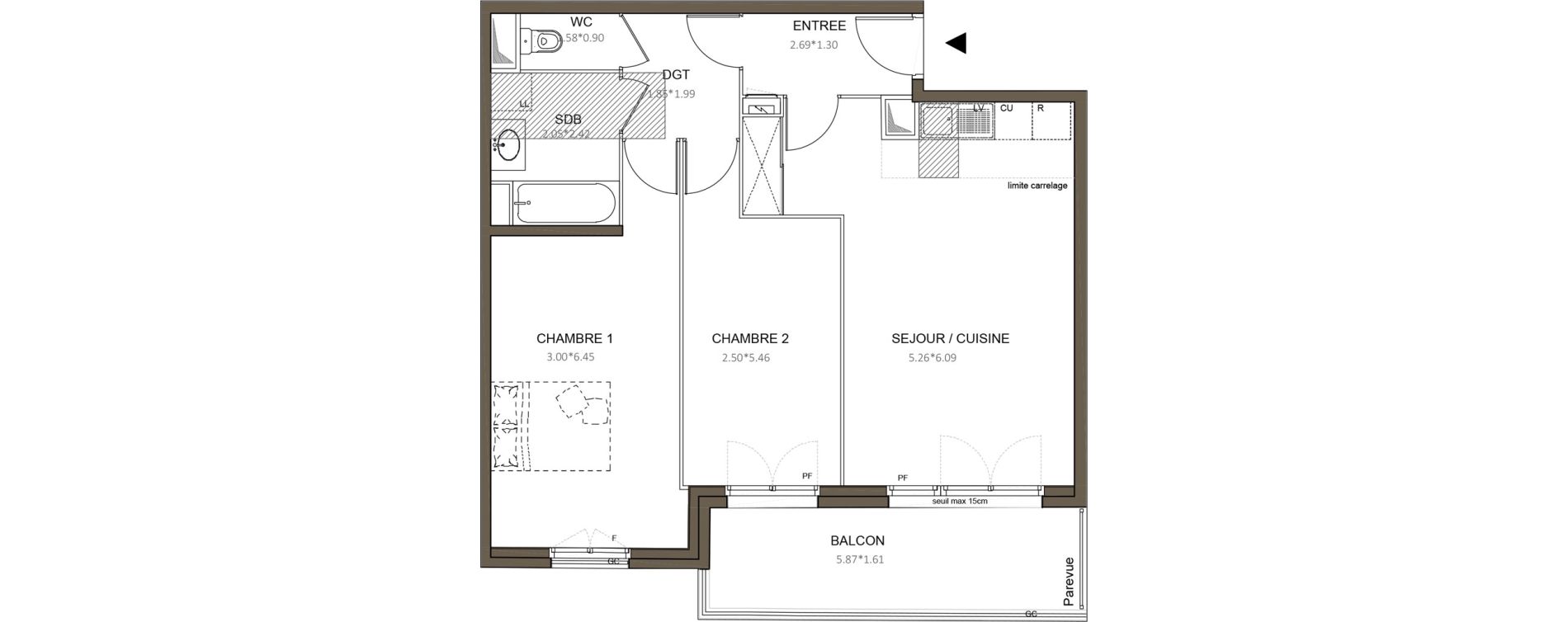 Appartement T3 de 66,09 m2 &agrave; Ch&acirc;tenay-Malabry Centre