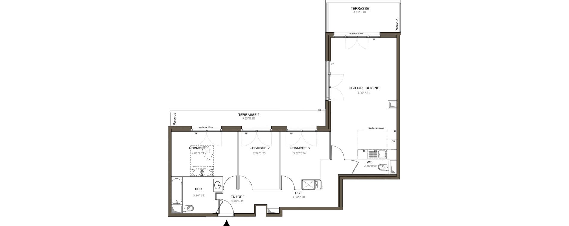 Appartement T4 de 80,31 m2 &agrave; Ch&acirc;tenay-Malabry Centre