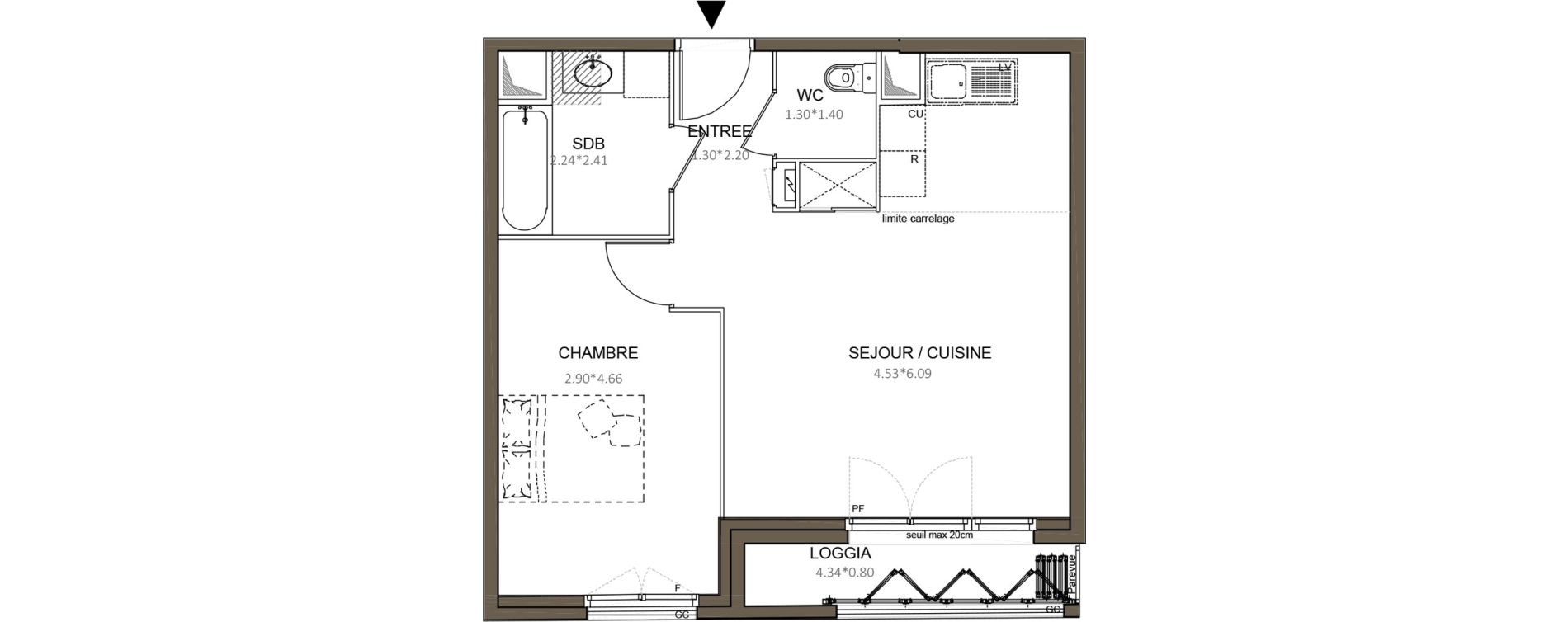 Appartement T2 de 46,76 m2 &agrave; Ch&acirc;tenay-Malabry Centre