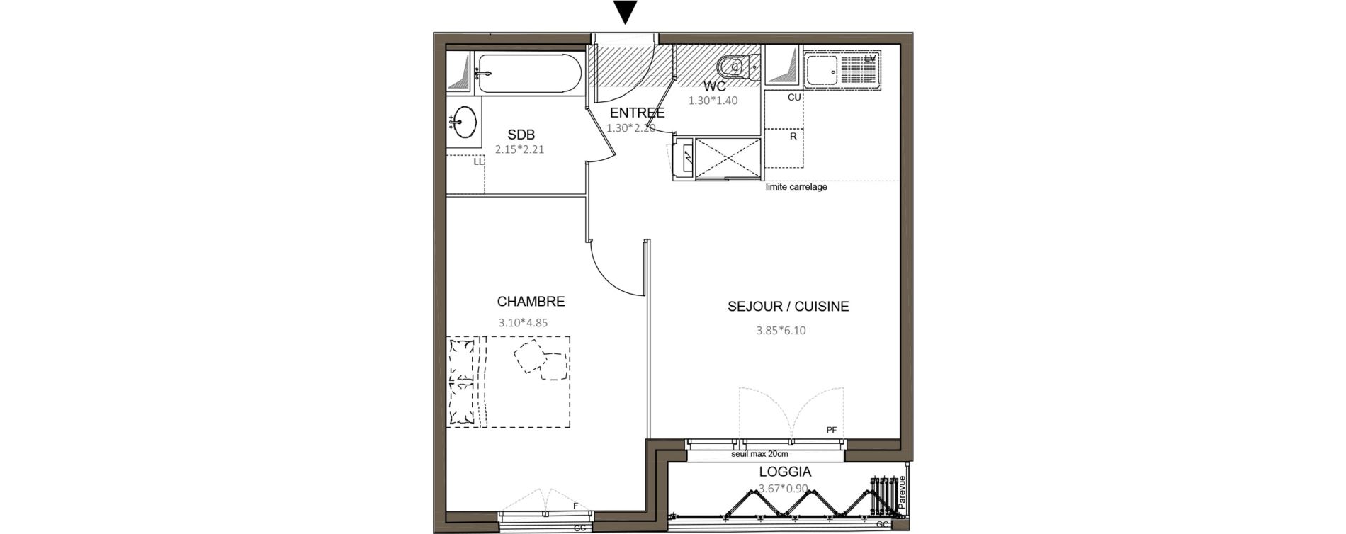 Appartement T2 de 44,21 m2 &agrave; Ch&acirc;tenay-Malabry Centre