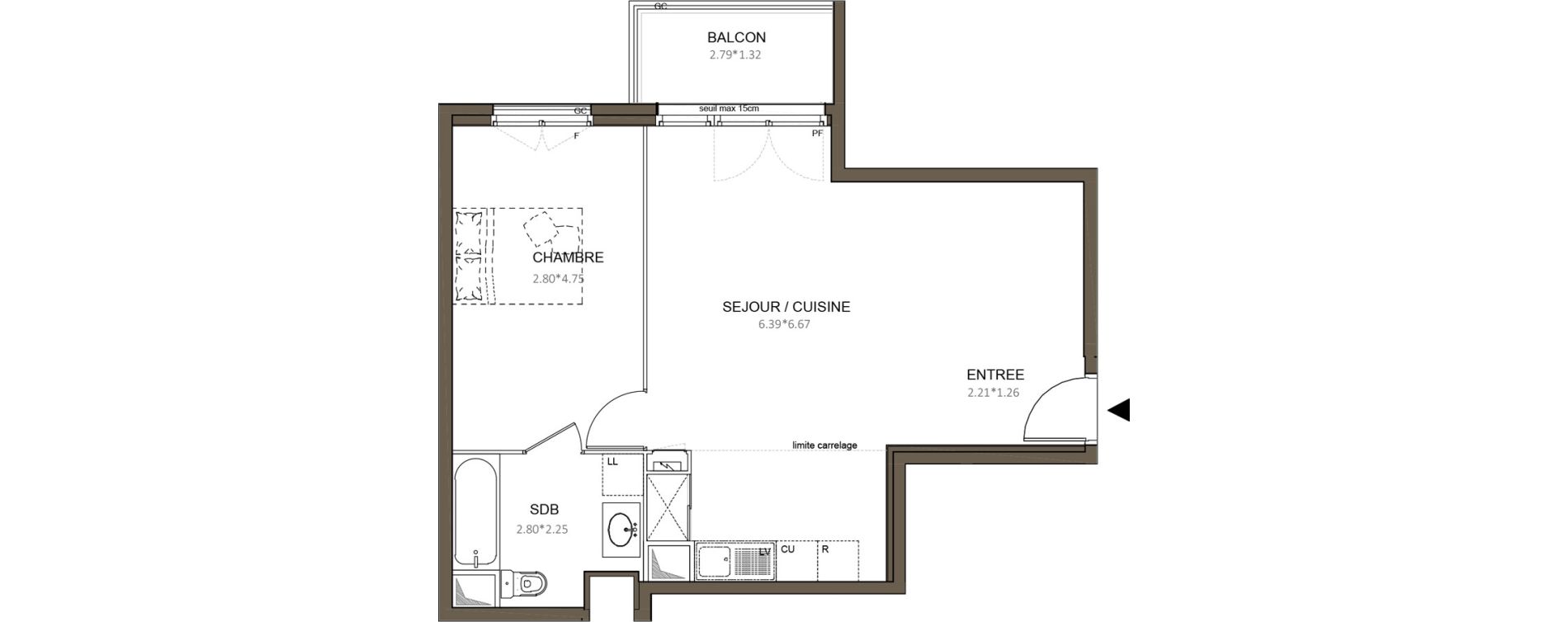 Appartement T2 de 51,87 m2 &agrave; Ch&acirc;tenay-Malabry Centre