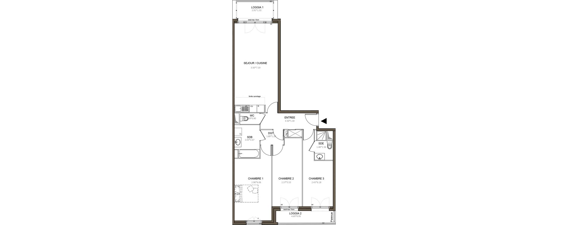 Appartement T4 de 83,42 m2 &agrave; Ch&acirc;tenay-Malabry Centre