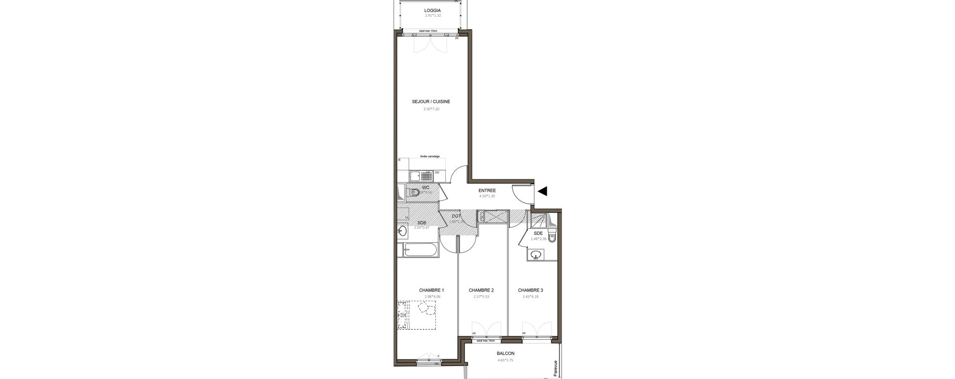 Appartement T4 de 83,42 m2 &agrave; Ch&acirc;tenay-Malabry Centre