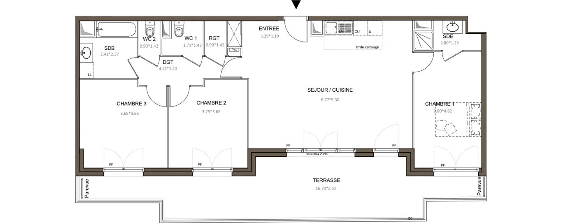 Appartement T4 de 91,72 m2 &agrave; Ch&acirc;tenay-Malabry Centre