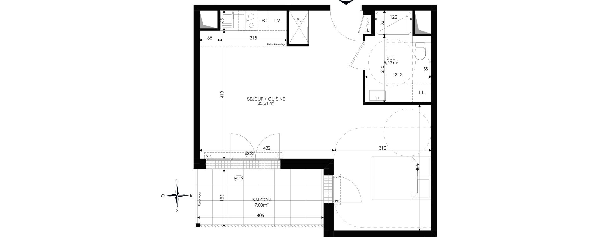 Appartement T1 de 41,03 m2 &agrave; Ch&acirc;tenay-Malabry Lavall&eacute;e