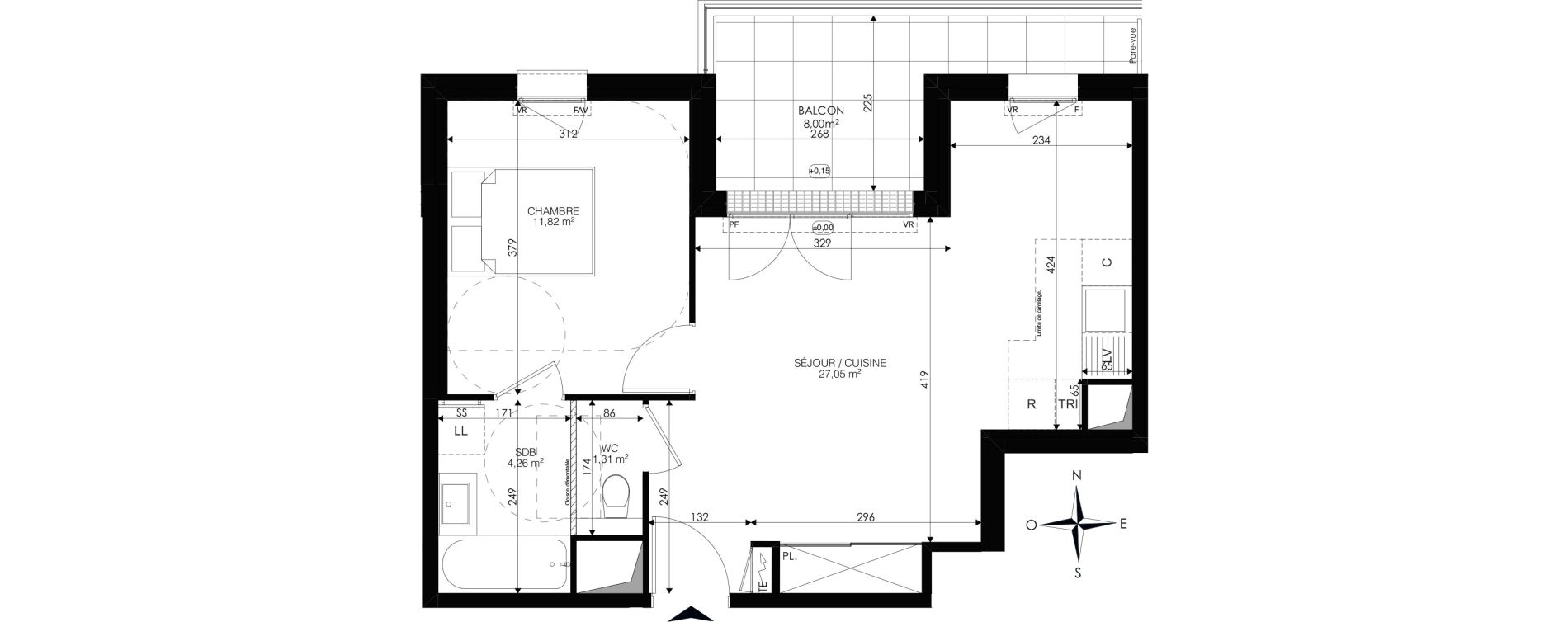 Appartement T2 de 44,44 m2 &agrave; Ch&acirc;tenay-Malabry Lavall&eacute;e