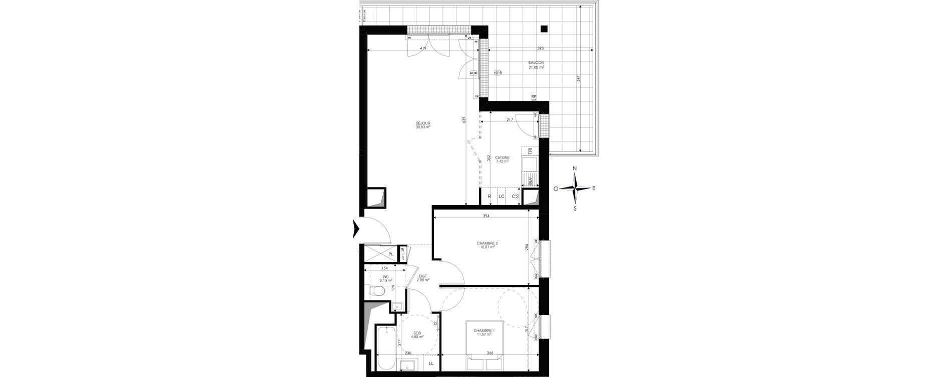 Appartement T3 de 70,40 m2 &agrave; Ch&acirc;tenay-Malabry Lavall&eacute;e