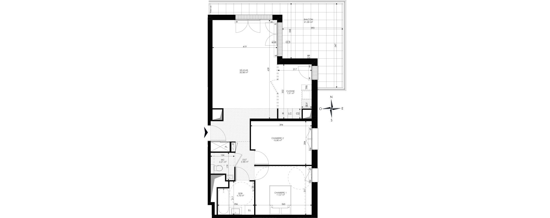 Appartement T3 de 70,55 m2 &agrave; Ch&acirc;tenay-Malabry Lavall&eacute;e