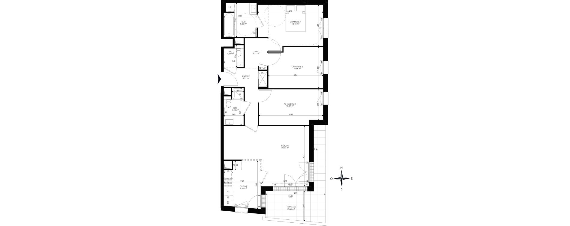 Appartement T4 de 82,85 m2 &agrave; Ch&acirc;tenay-Malabry Lavall&eacute;e