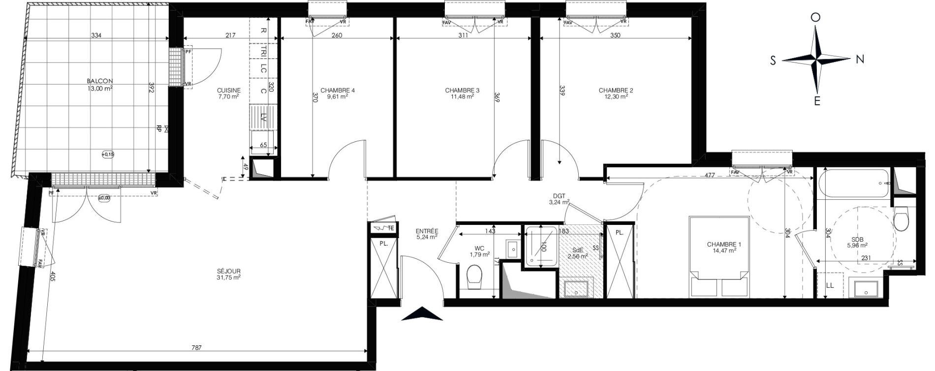 Appartement T5 de 106,10 m2 &agrave; Ch&acirc;tenay-Malabry Lavall&eacute;e